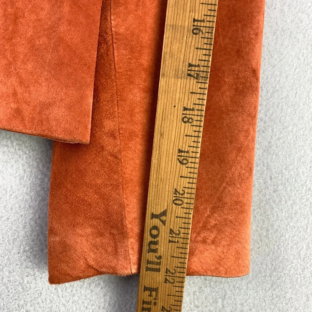 Pursuits Ltd Suede Leather Jacket Womens 8P Pumpkin Orange Peplum Minimalist
